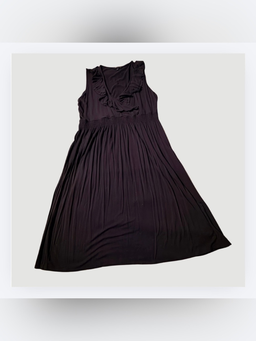 Spense Black Ruffle-Detail Knee Length-to-Short Midi Dress, Size XL